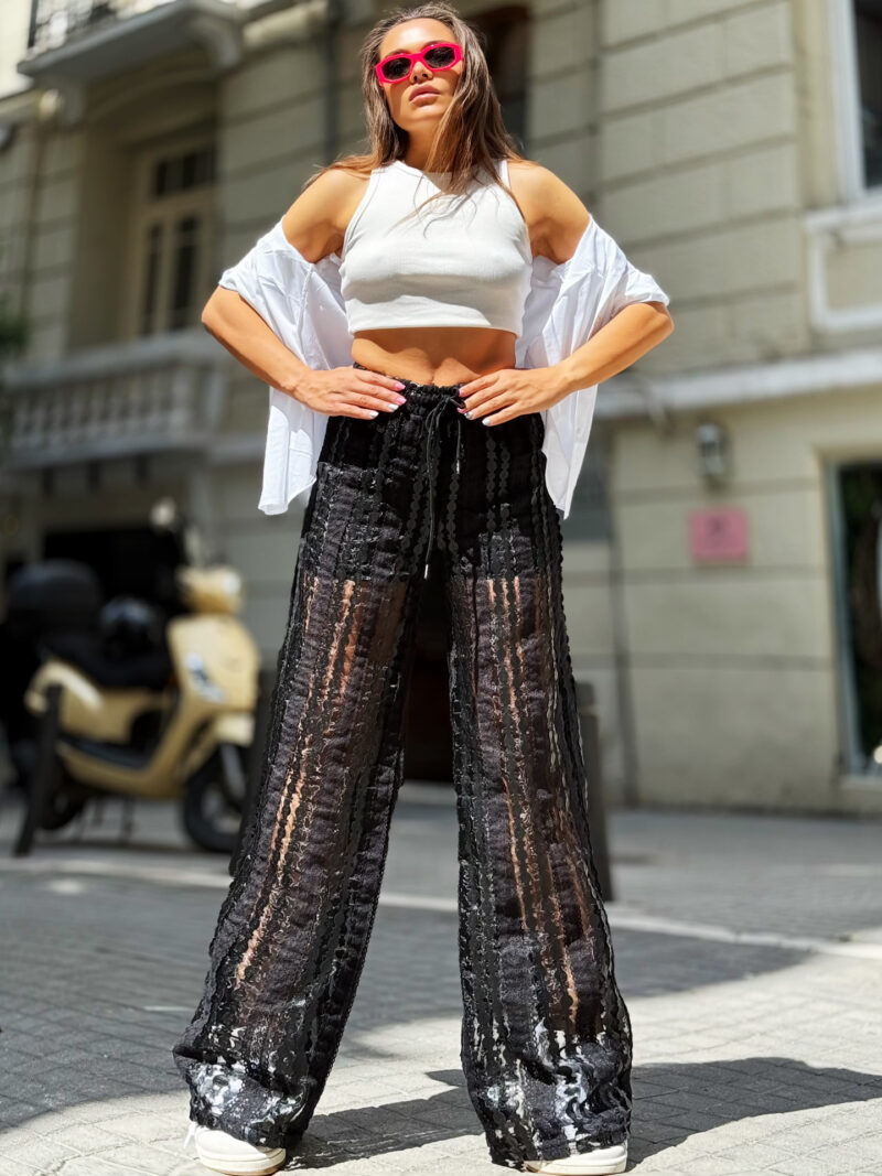Fashion Limousine | Μαύρη Ημιδιαφανής Παντελόνα Οργάντζα Scottie με εσωτερικό shorts - Image 2
