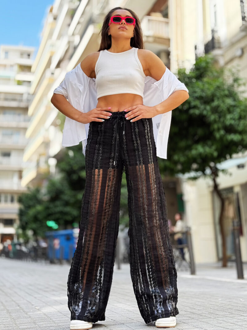Fashion Limousine | Μαύρη Ημιδιαφανής Παντελόνα Οργάντζα Scottie με εσωτερικό shorts - Image 6