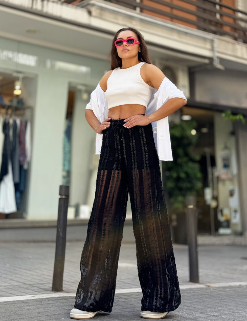 Fashion Limousine | Μαύρη Ημιδιαφανής Παντελόνα Οργάντζα Scottie με εσωτερικό shorts - Image 4