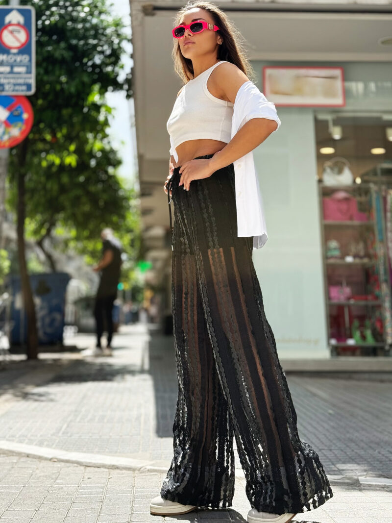 Fashion Limousine | Μαύρη Ημιδιαφανής Παντελόνα Οργάντζα Scottie με εσωτερικό shorts - Image 3