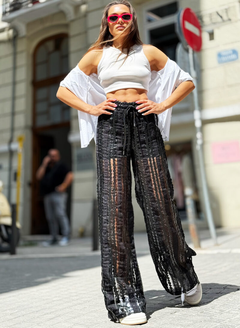 Fashion Limousine | Μαύρη Ημιδιαφανής Παντελόνα Οργάντζα Scottie με εσωτερικό shorts