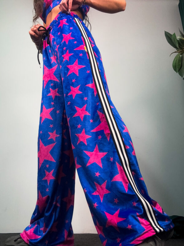 Fashion Limousine | Electric Blue Stars Print Velvet Pants Angie