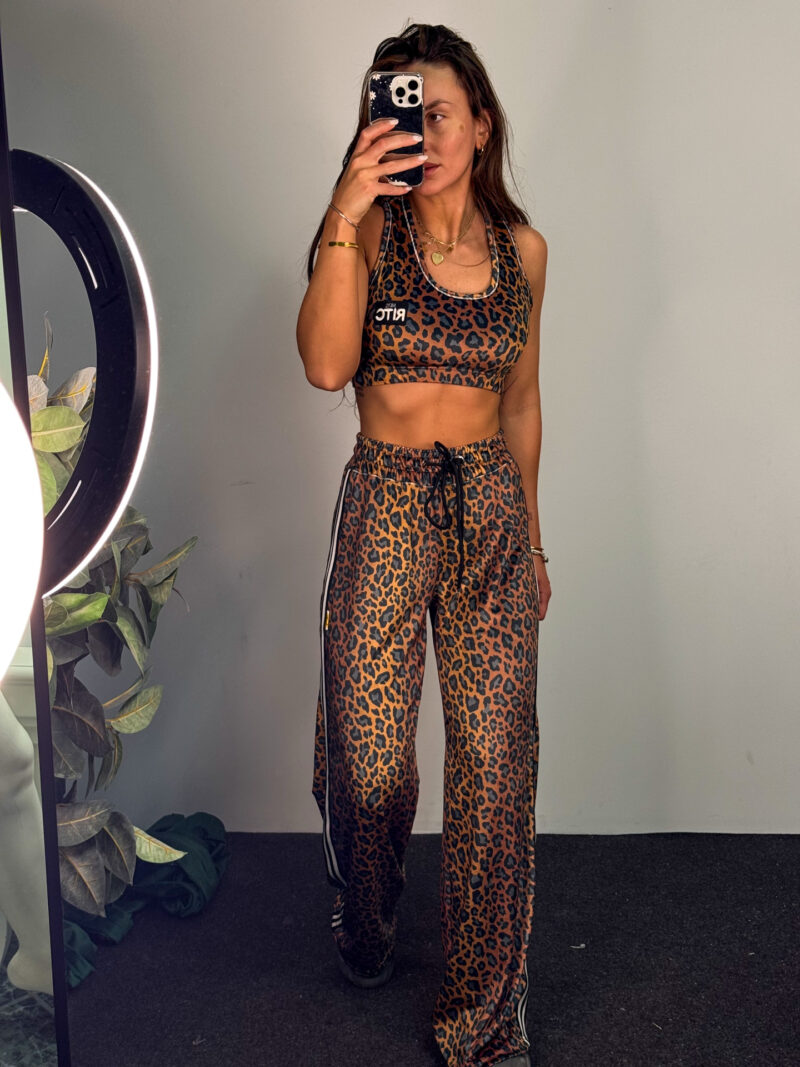 Fashion Limousine | Golden Brown Leopard Print Velvet Pants Angie - Image 4