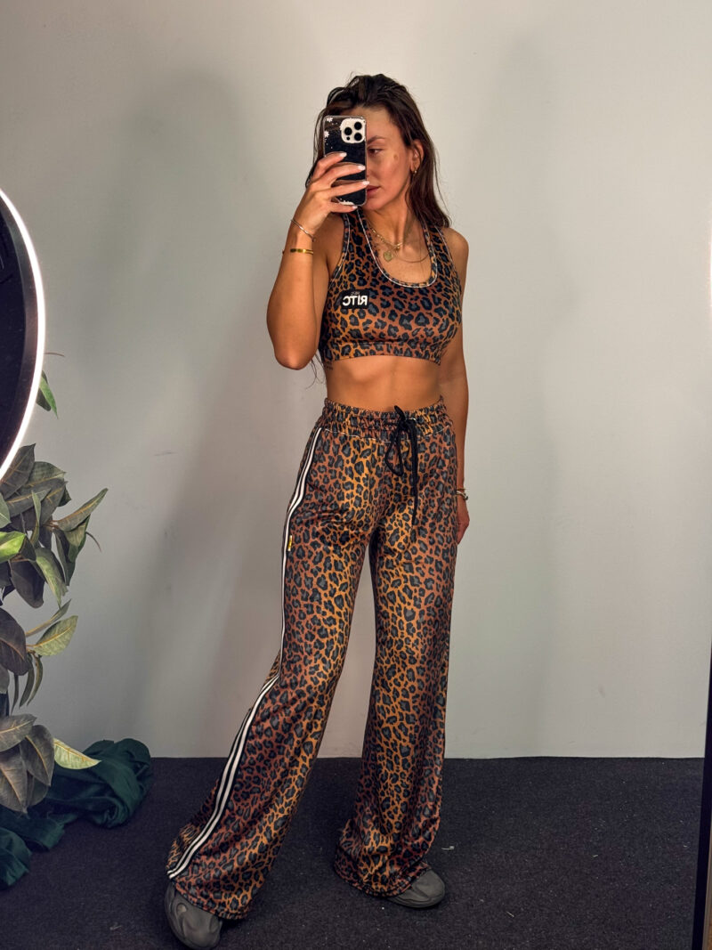 Fashion Limousine | Golden Brown Leopard Print Velvet Pants Angie - Image 3