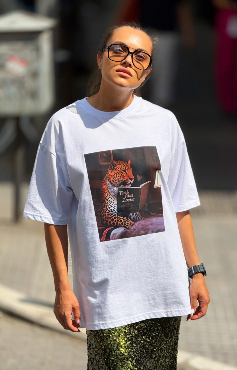 Leopard with Book Print T-shirt - Image 2