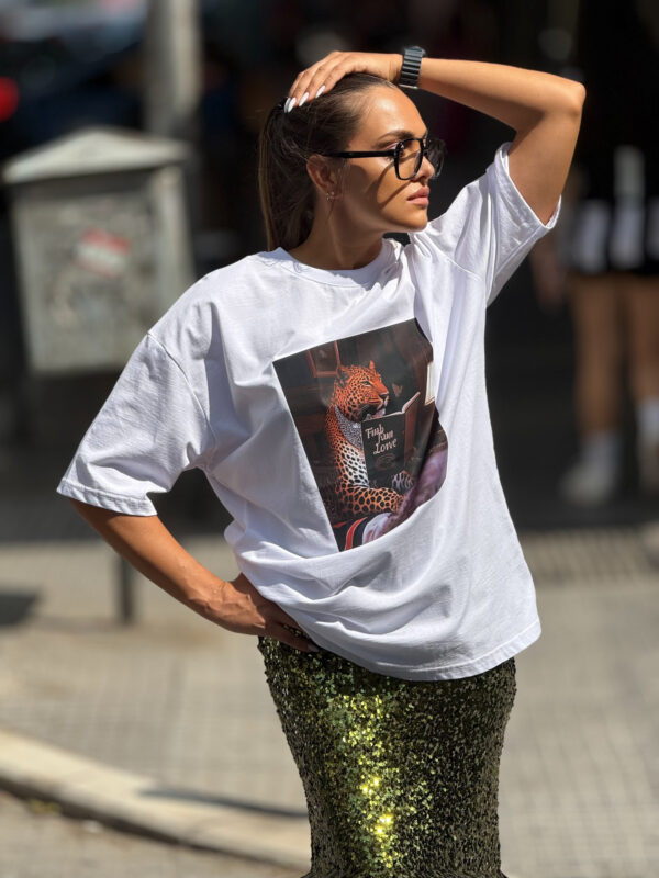 Leopard with Book Print T-shirt
