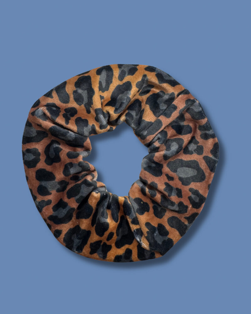 Scrunchie Daisy Golden Brown Leopard Print