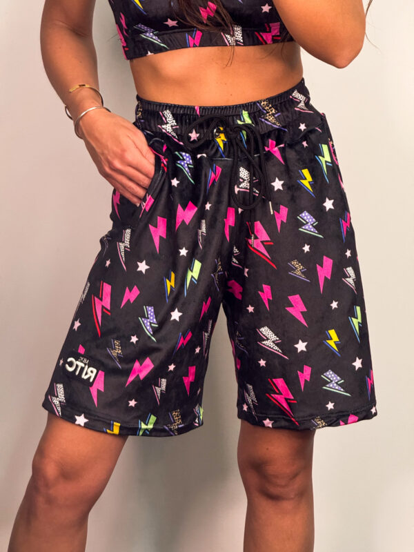 Βερμούδα Βελουτέ Amyra Black Lightning Bolt Print
