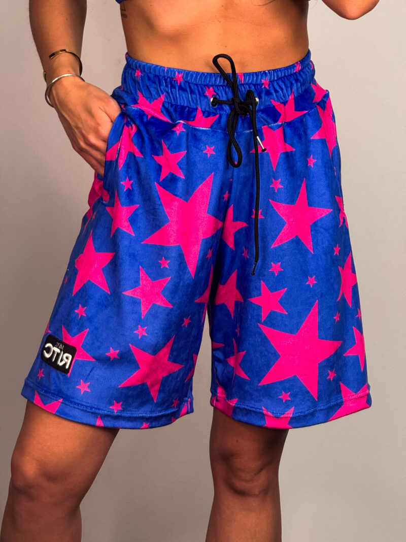 Βερμούδα Βελουτέ Amyra Electric Blue Stars Print