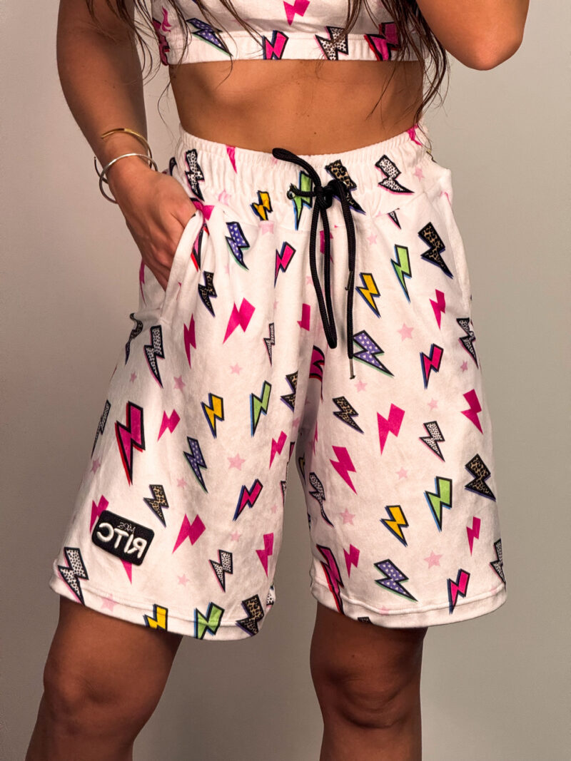 Βερμούδα Βελουτέ Amyra White Lightning Bolt Print