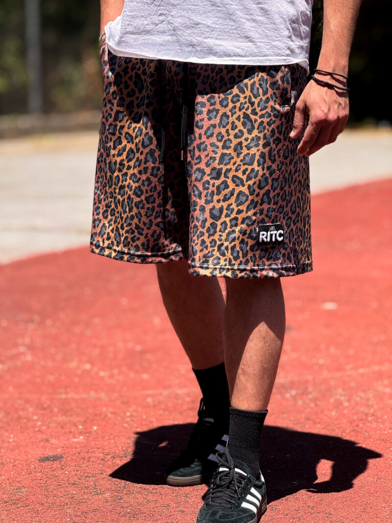 Βελουτέ Βερμούδα Logan Golden Brown Leopard Print