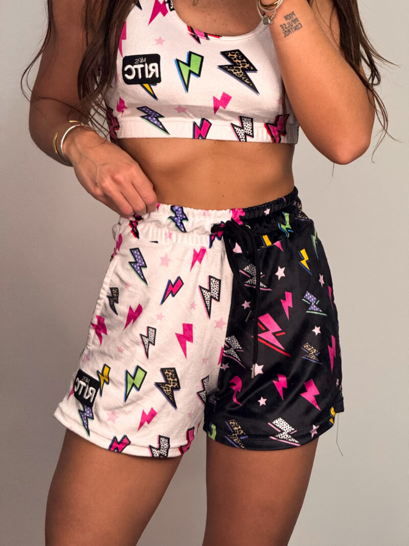 Βελουτέ Shorts Stella Black 'n' White Lightning Bolt Print