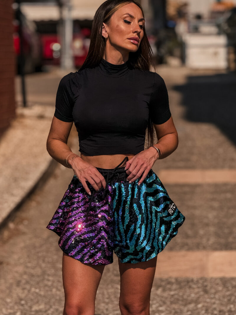Shorts Παγιέτα Ruby Pink and Blue Waves – LIMITED EDITION - Image 2