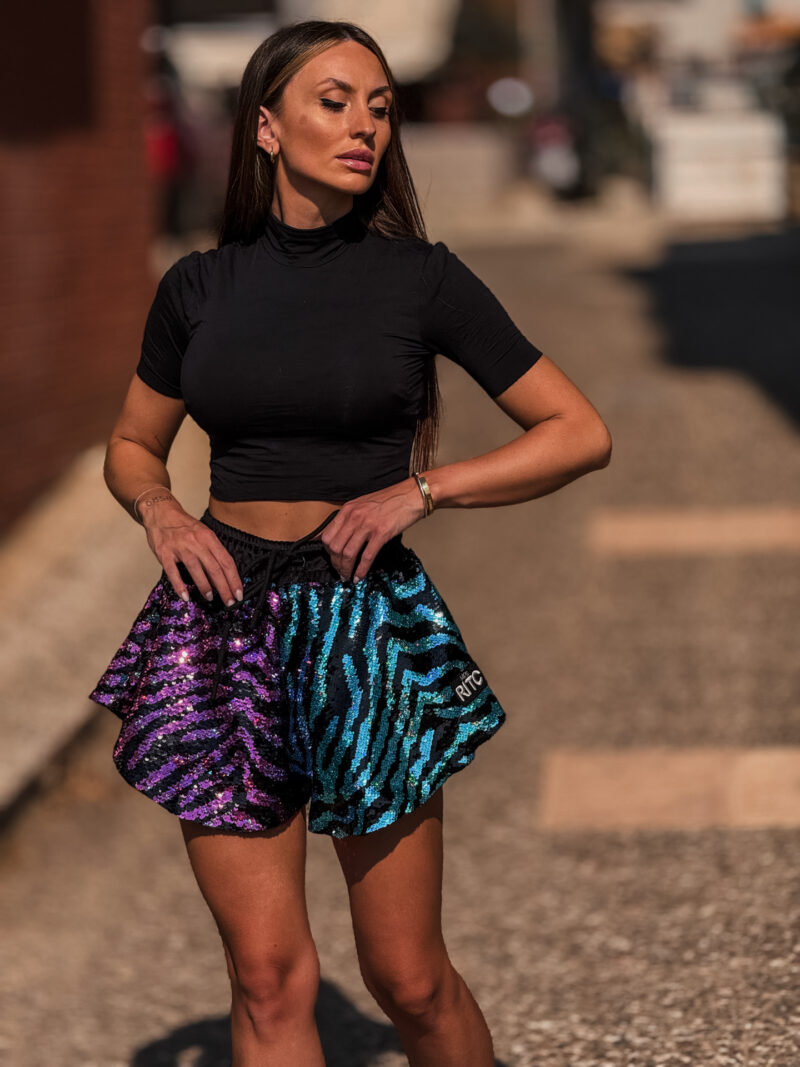 Shorts Παγιέτα Ruby Pink and Blue Waves – LIMITED EDITION - Image 3