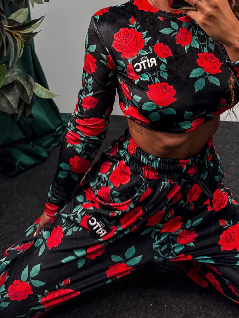 Βελουτέ Παντελόνι Raina Roses Print - Image 2