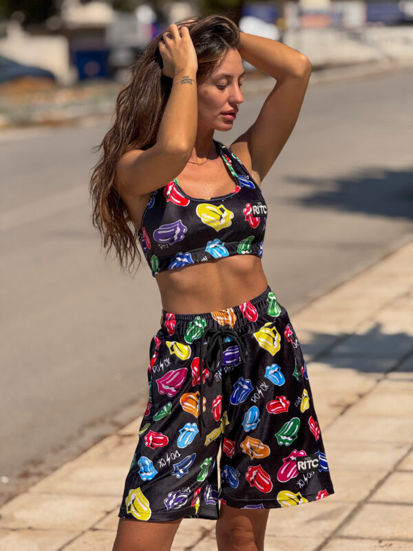 Βελουτέ Σετ Ruthie Black Tongues Print