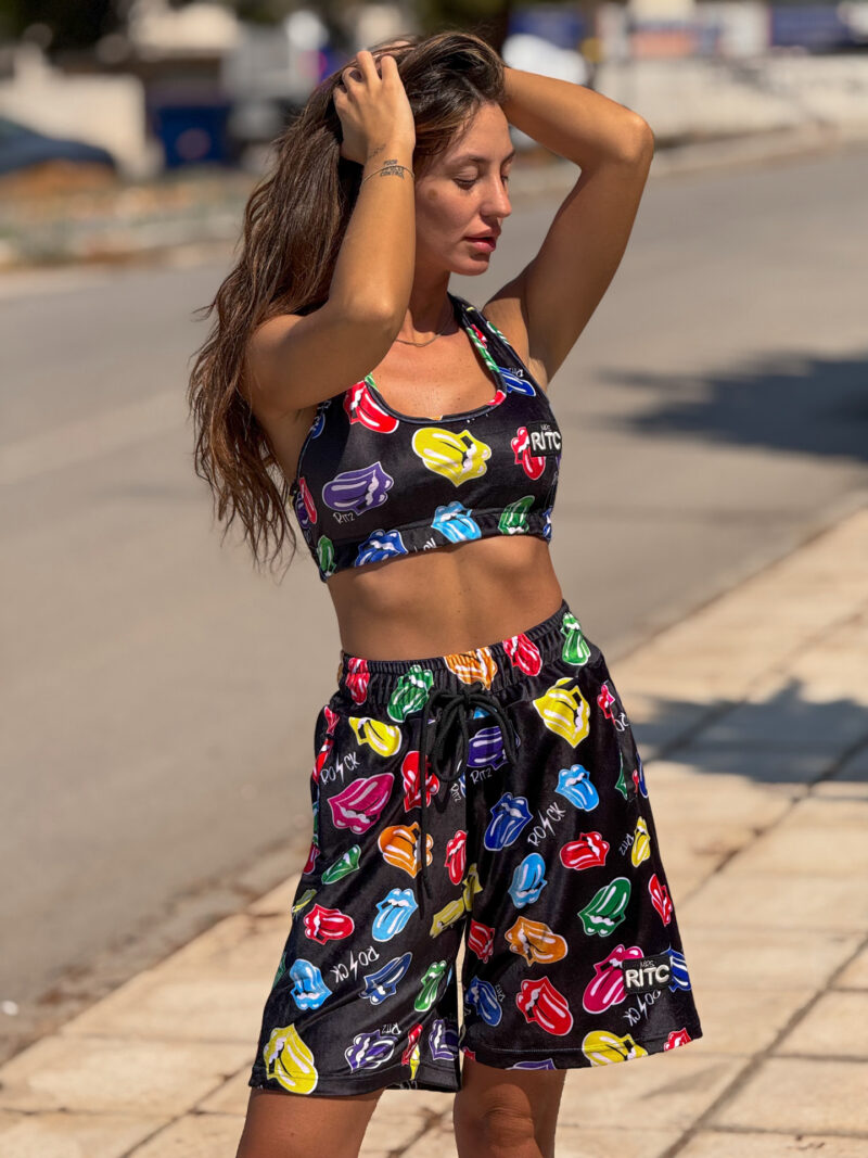 Βελουτέ Σετ Ruthie Black Tongues Print