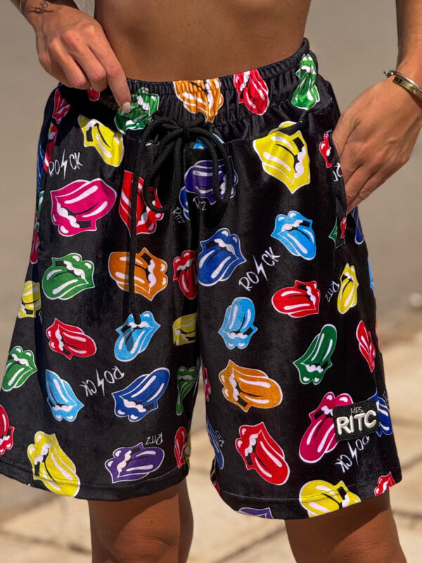 Βερμούδα Βελουτέ Amyra Black Tongues Print