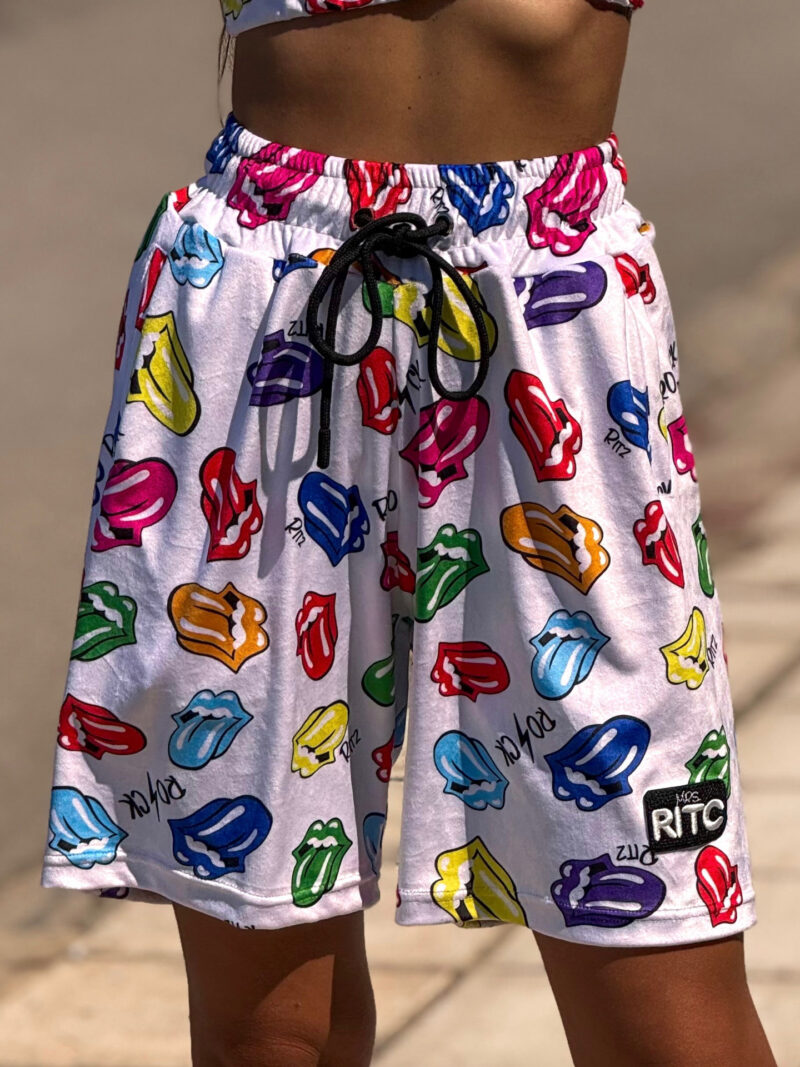 Βερμούδα Βελουτέ Amyra White Tongues Print
