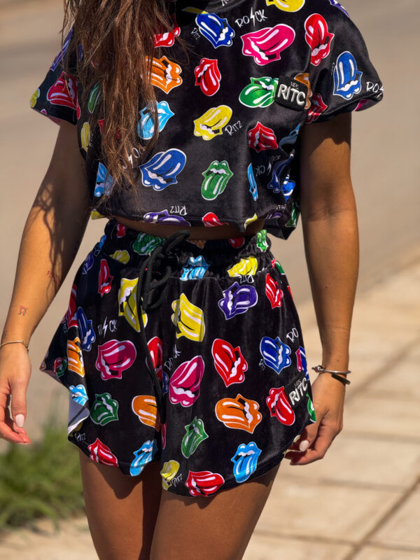 Βελουτέ Shorts Melody Black Tongues Print