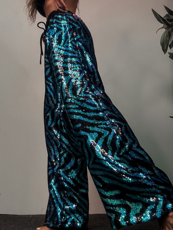 Fashion Limousine | Παντελόνα παγιέτα Natalie Blue Waves