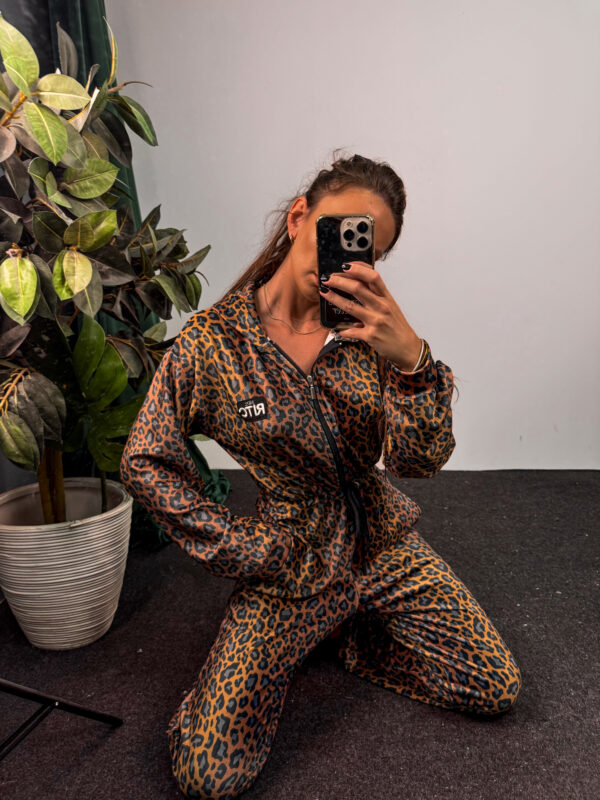 Ολόσωμη Βελουτέ Φόρμα Renata Golden Brown Leopard Print