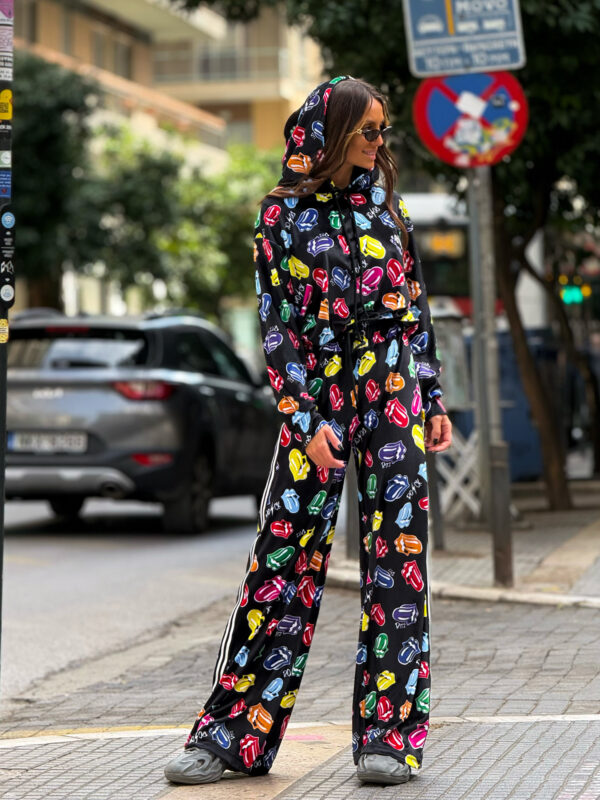 Fashion Limousine | Black Tongues Print Velvet Set Angie
