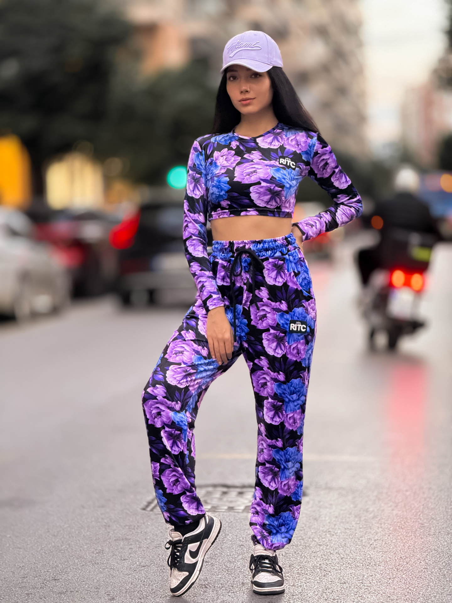 Βελουτέ Σετ Nina Blue Lilac Floral Print - Image 3
