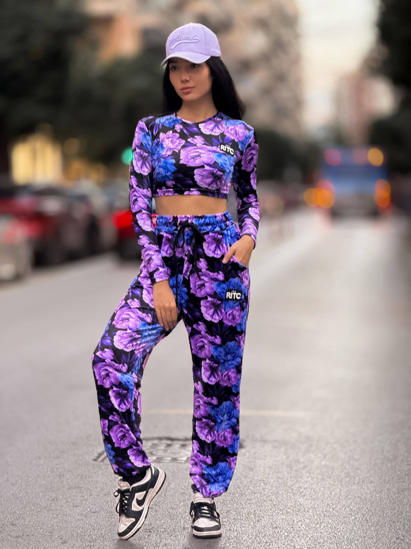 Βελουτέ Σετ Nina Blue Lilac Floral Print - Image 2
