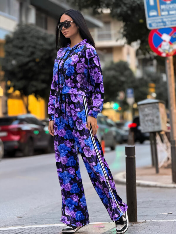 Fashion Limousine | Blue Lilac Floral Print Velvet Set Angie