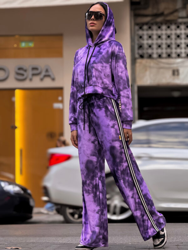Fashion Limousine | Purple Tie Dye Print Velvet Set Angie