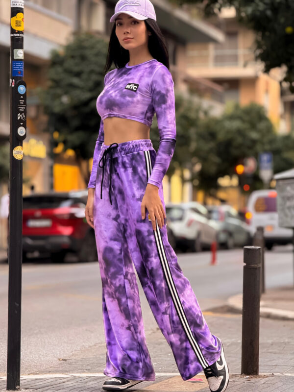 Fashion Limousine | Purple Tie Dye Print Velvet Set Gemma
