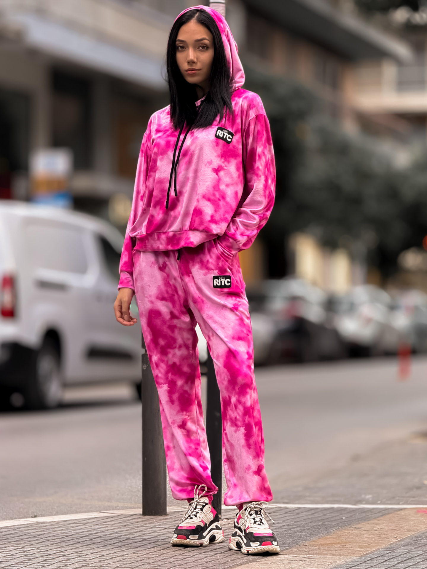 Βελουτέ Σετ Celeste Pink Tie Dye Print - Image 4