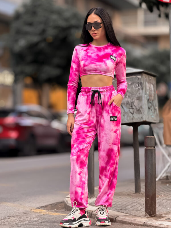 Βελουτέ Σετ Nina Pink Tie Dye Print
