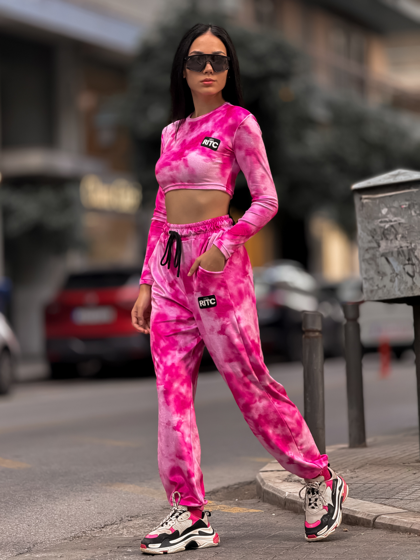 Βελουτέ Σετ Celeste Pink Tie Dye Print - Image 7