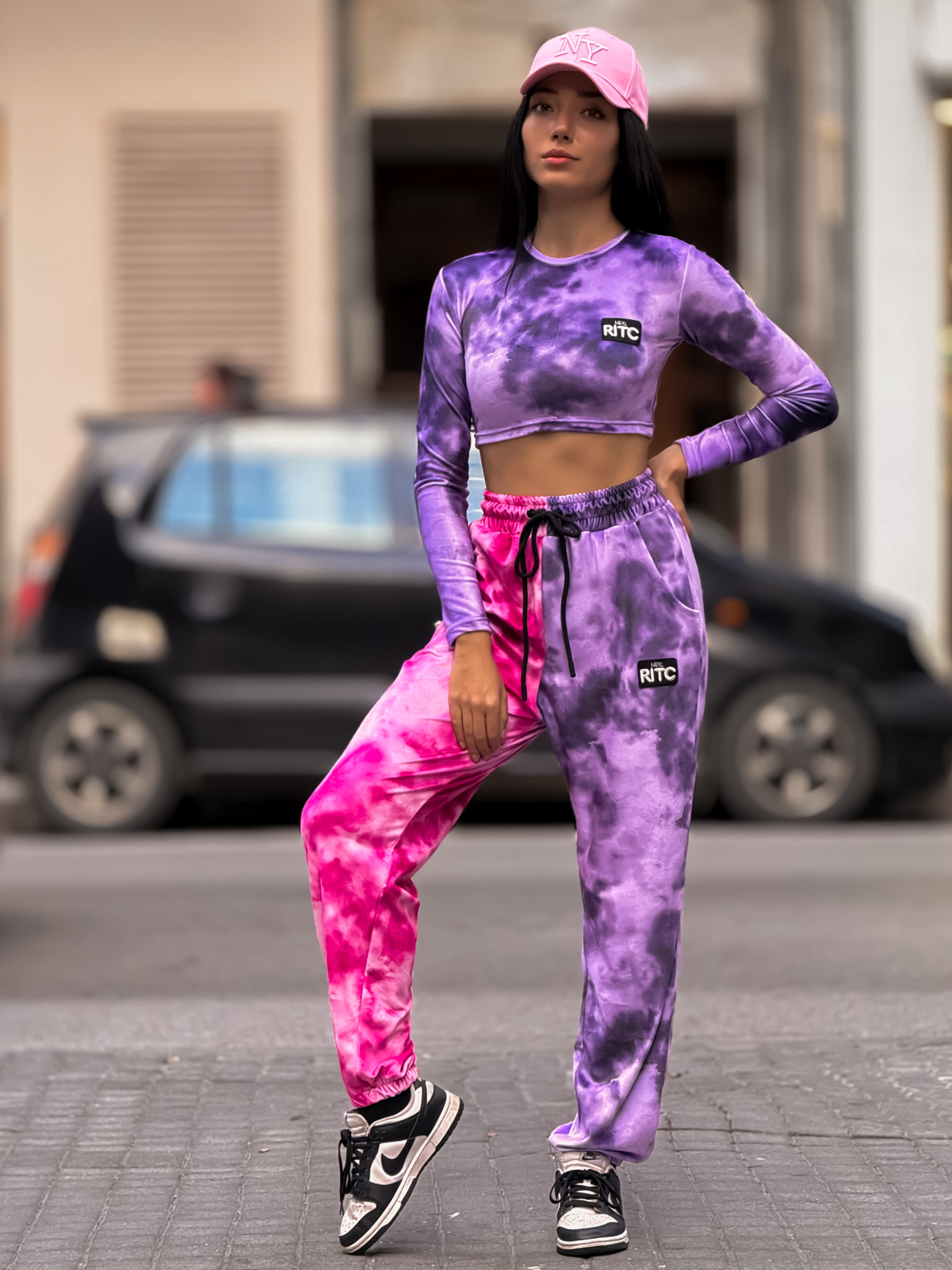 Βελουτέ Σετ Celeste Purple Pink Tie Dye Print - Image 2