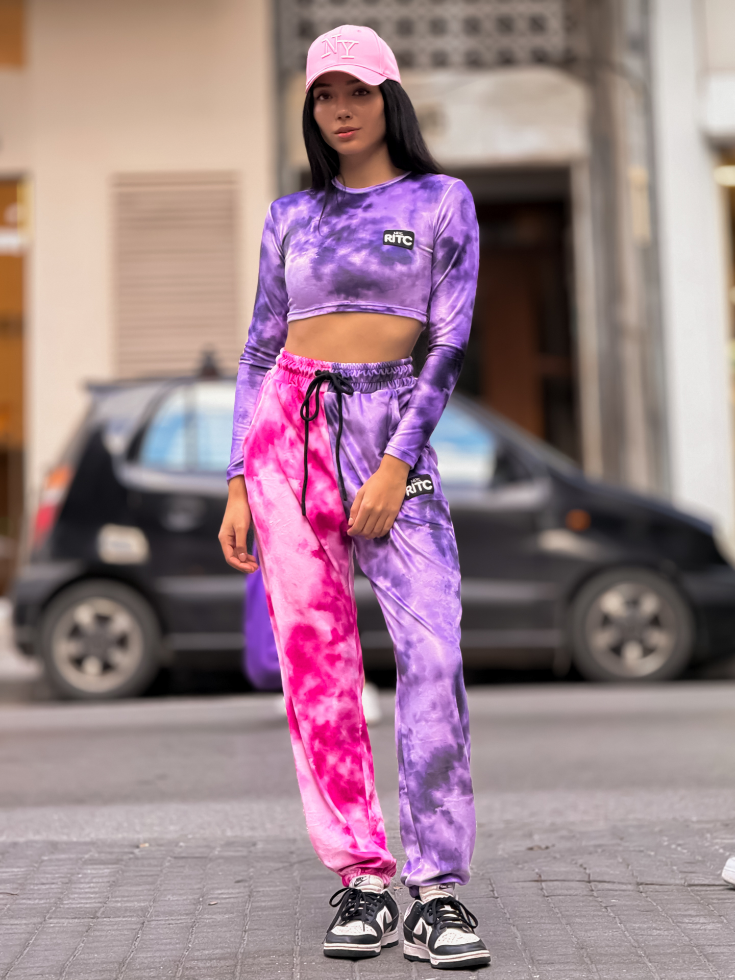 Βελουτέ Σετ Celeste Purple Pink Tie Dye Print