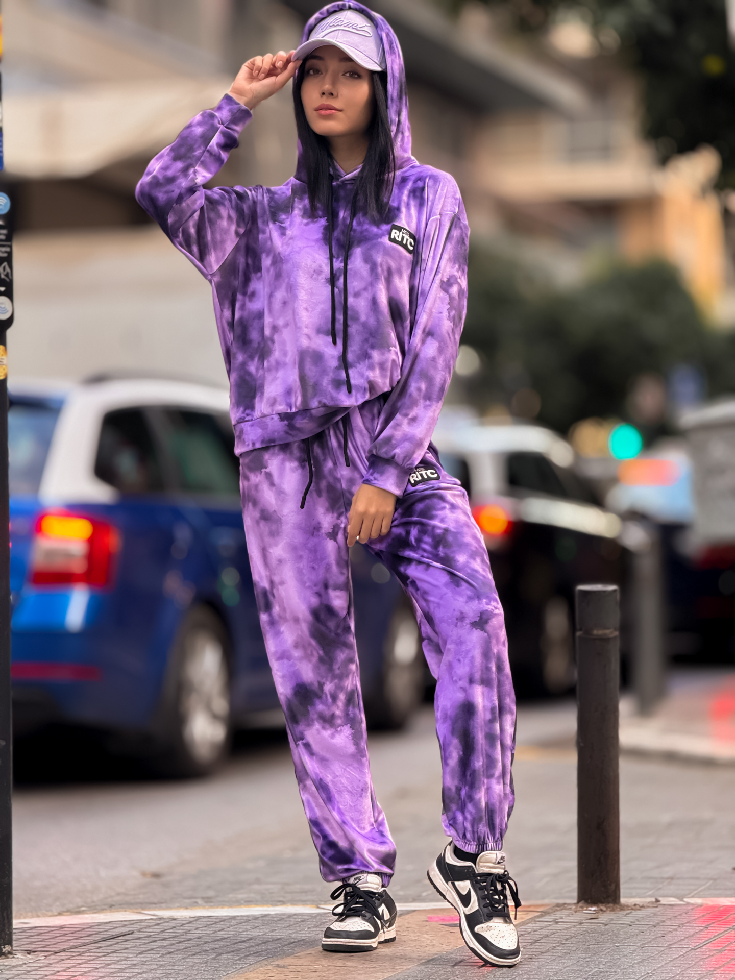 Βελουτέ Σετ Celeste Purple Tie Dye Print - Image 3