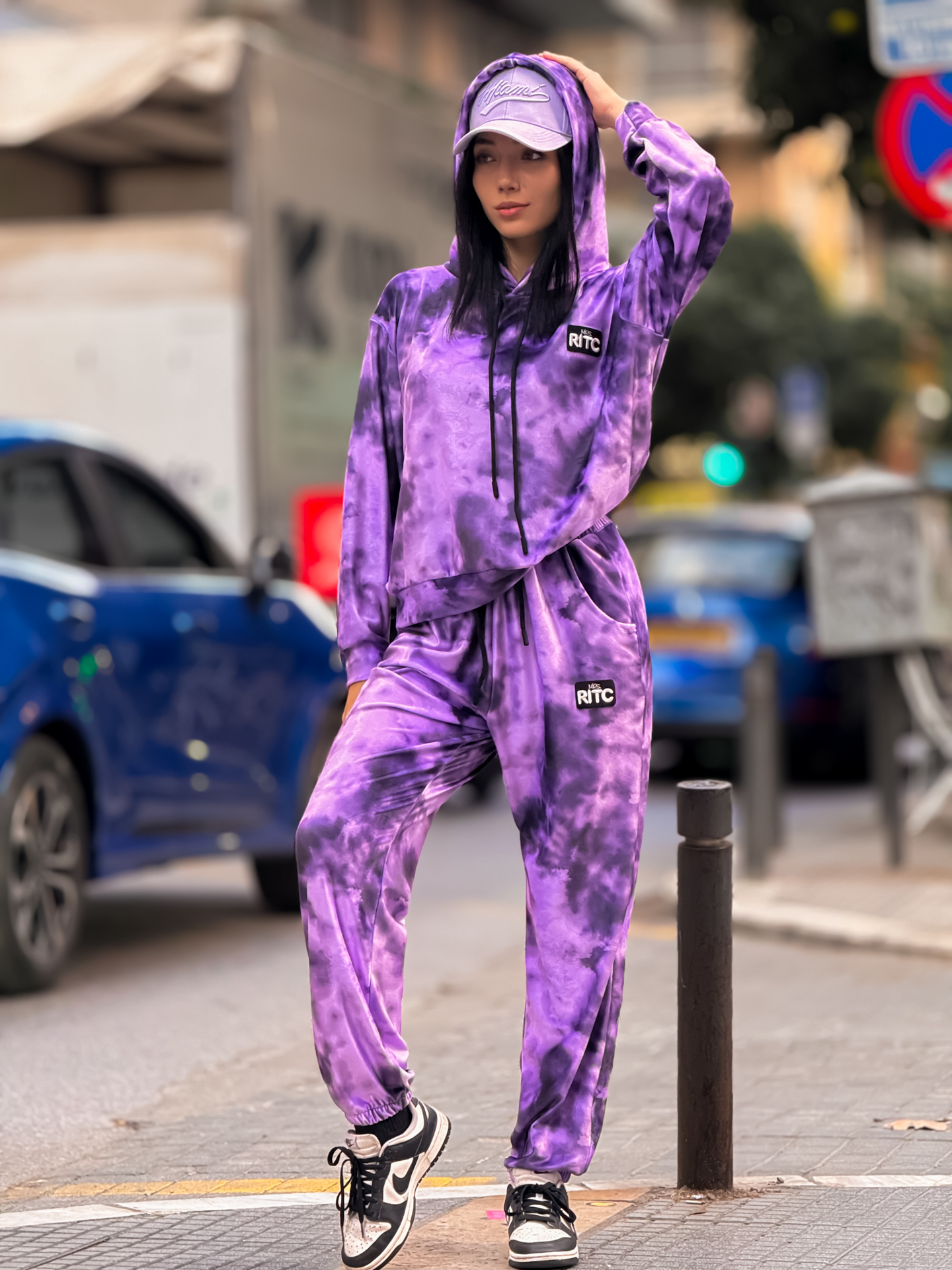 Βελουτέ Σετ Celeste Purple Tie Dye Print