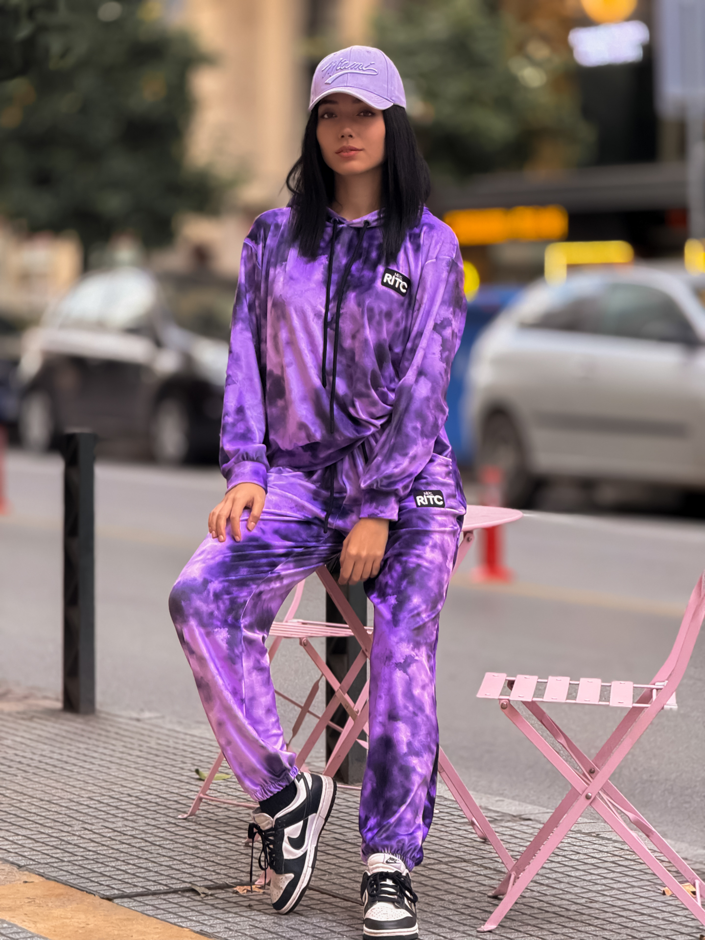 Βελουτέ Σετ Celeste Purple Tie Dye Print - Image 5