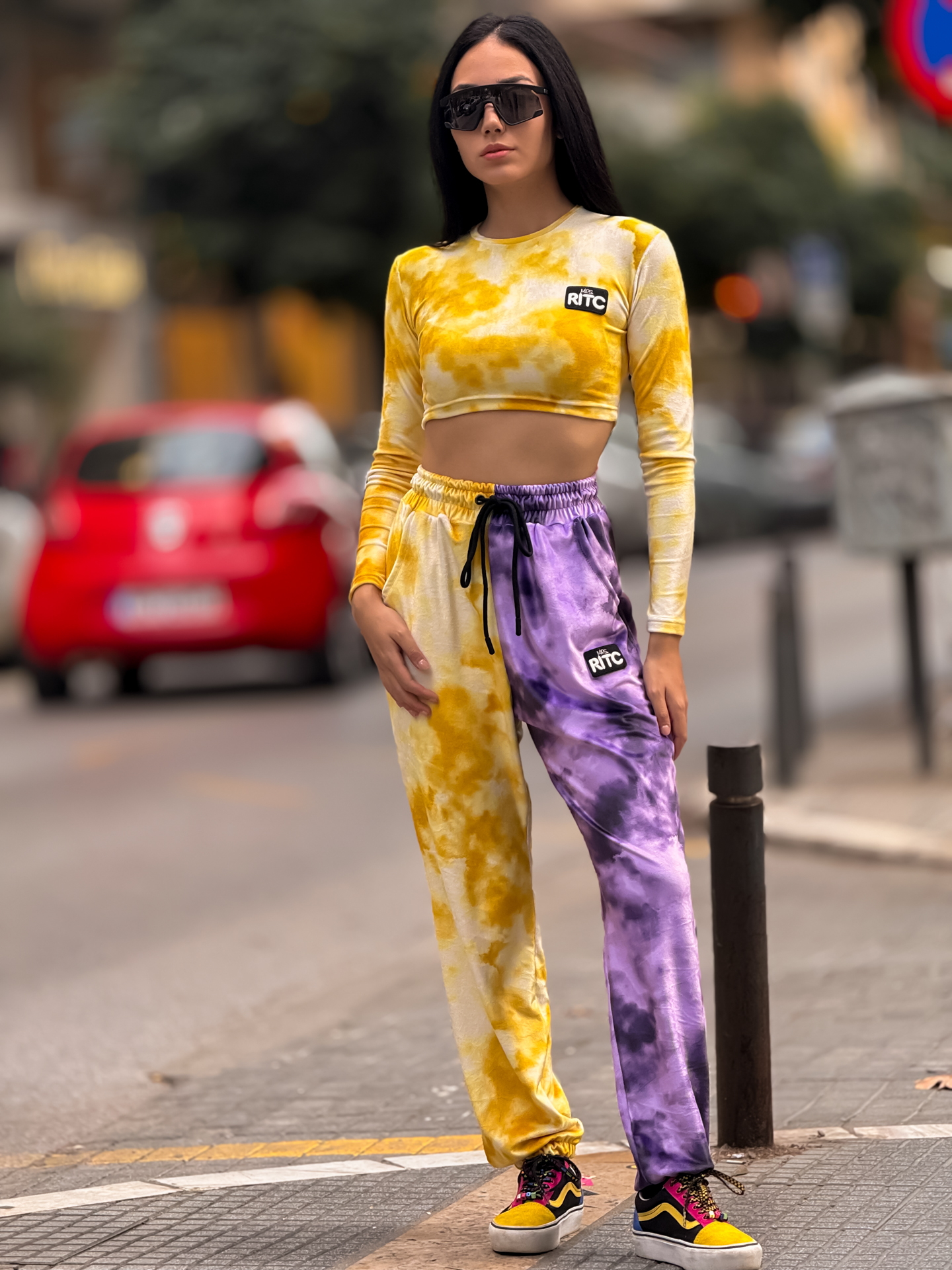 Βελουτέ Σετ Celeste Yellow Purple Tie Dye Print - Image 3