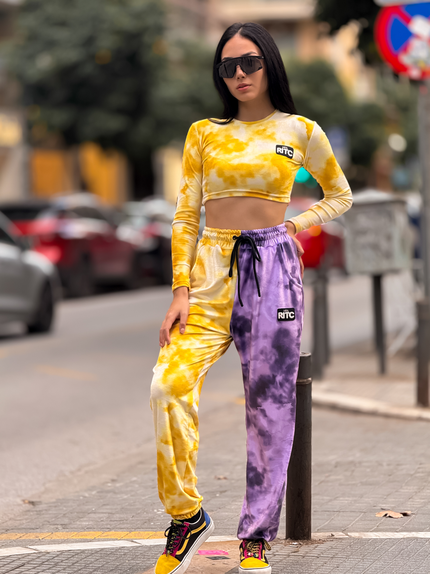 Βελουτέ Σετ Celeste Yellow Purple Tie Dye Print