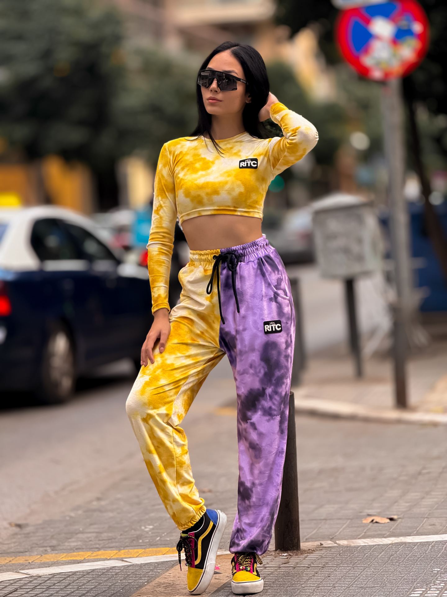 Βελουτέ Σετ Celeste Yellow Purple Tie Dye Print - Image 2