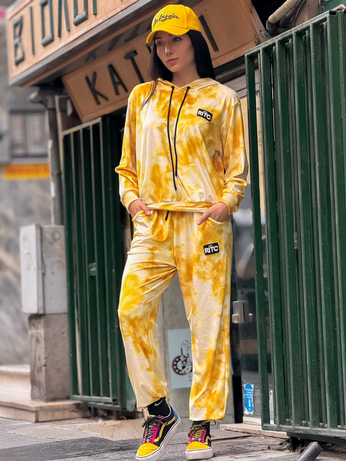 Βελουτέ Σετ Celeste Yellow Tie Dye Print - Image 3