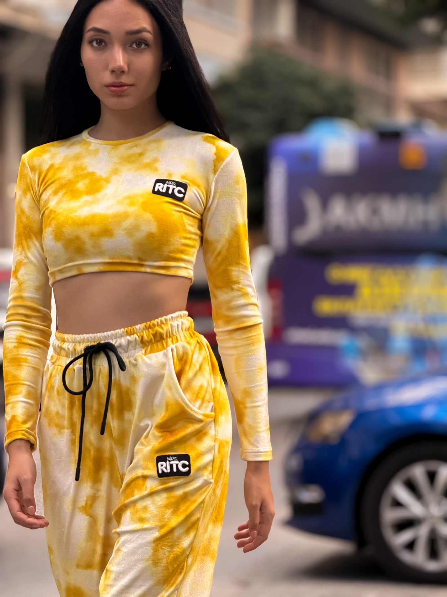 Βελουτέ Σετ Celeste Yellow Tie Dye Print - Image 7