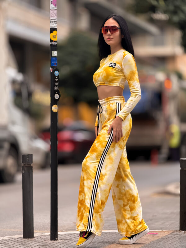 Fashion Limousine | Yellow Tie Dye Print Velvet Set Gemma