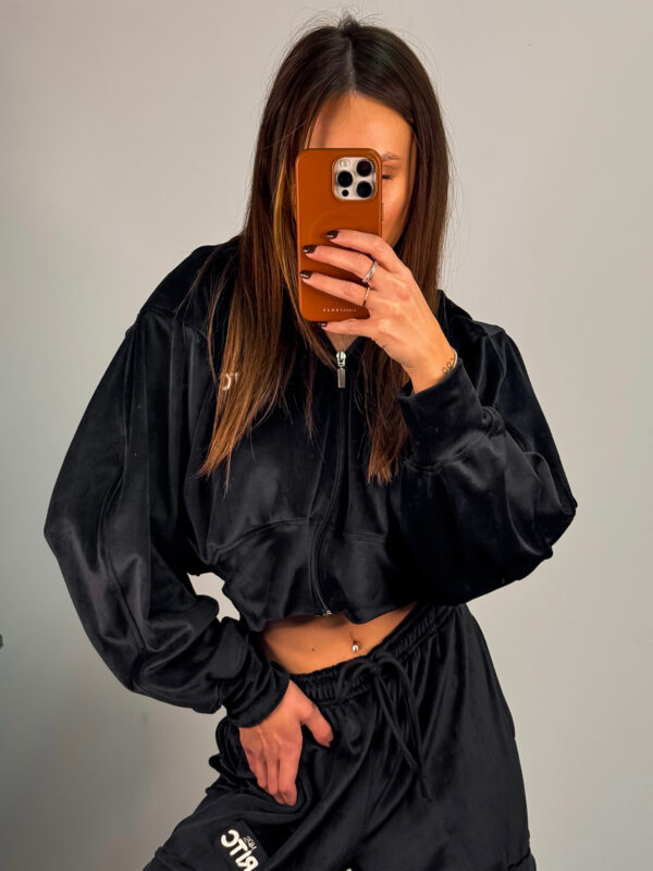 Βελουτέ Ζακέτα Hoodie Alanis Black