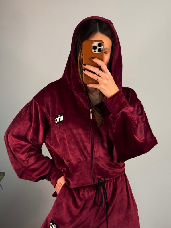Βελουτέ Ζακέτα Hoodie Alanis Burgundi