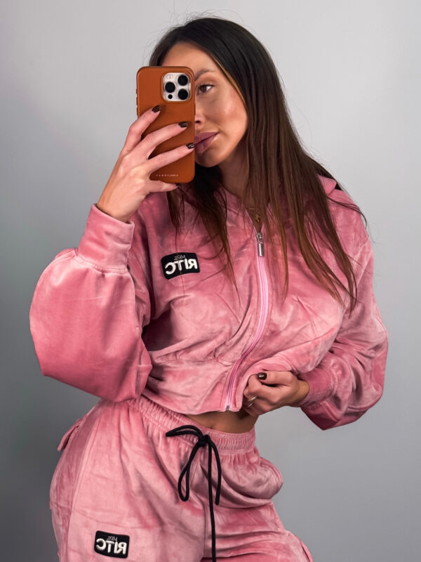 Βελουτέ Ζακέτα Hoodie Alanis Pink
