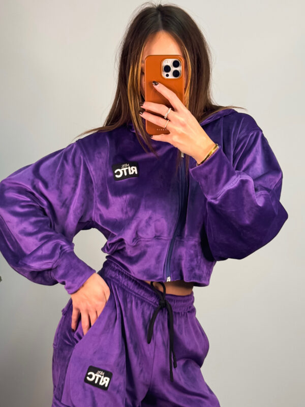 Βελουτέ Ζακέτα Hoodie Alanis Purple